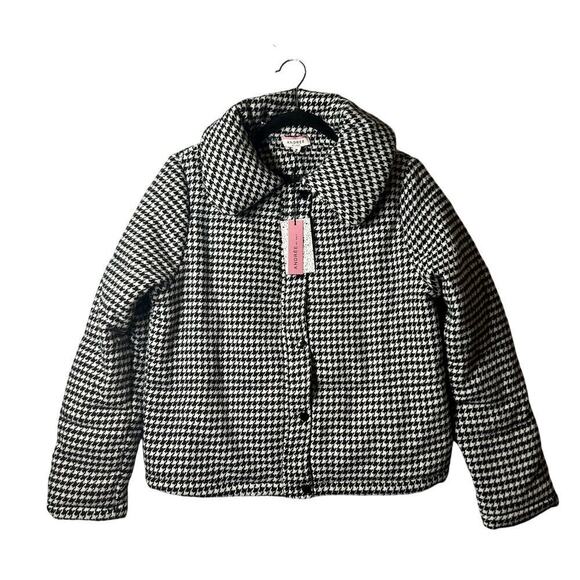 Andree by Unit Jacket Womens M Black White Houndstooth Puff Jacket NEW - Picture 3 of 12
